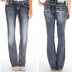 Rock Revival Lonnie Easy Boot Stretch Jeans Women’s Size 28 Thick Stitch